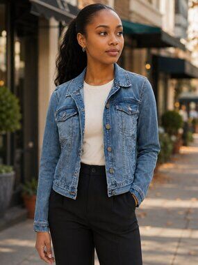 William Rast Lenna Denim Jacket Juniors S Blue Stretch Trucker Jean Jacket